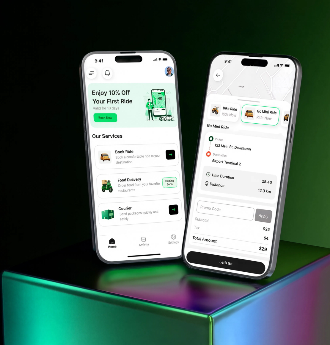 SDrive passenger mobile application booking interface